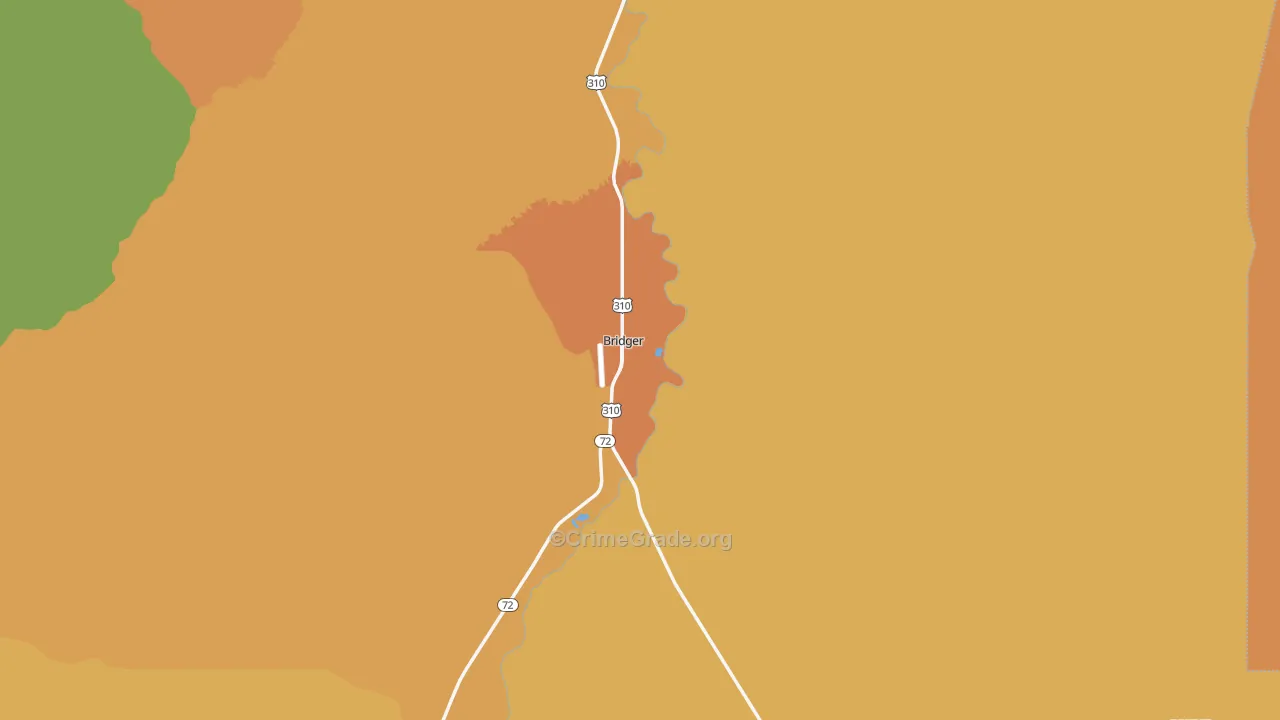 Bridger, MT Map of Robbery Rates