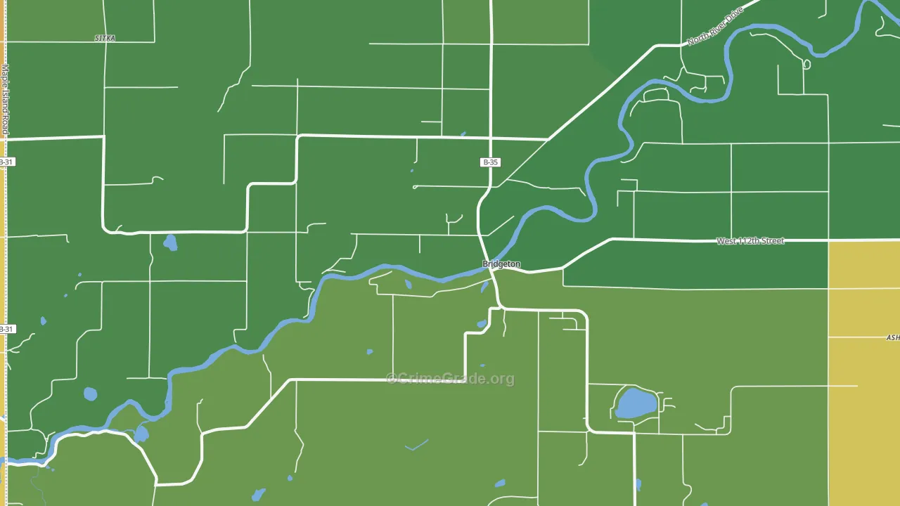 Bridgeton, MI Map of Robbery Rates