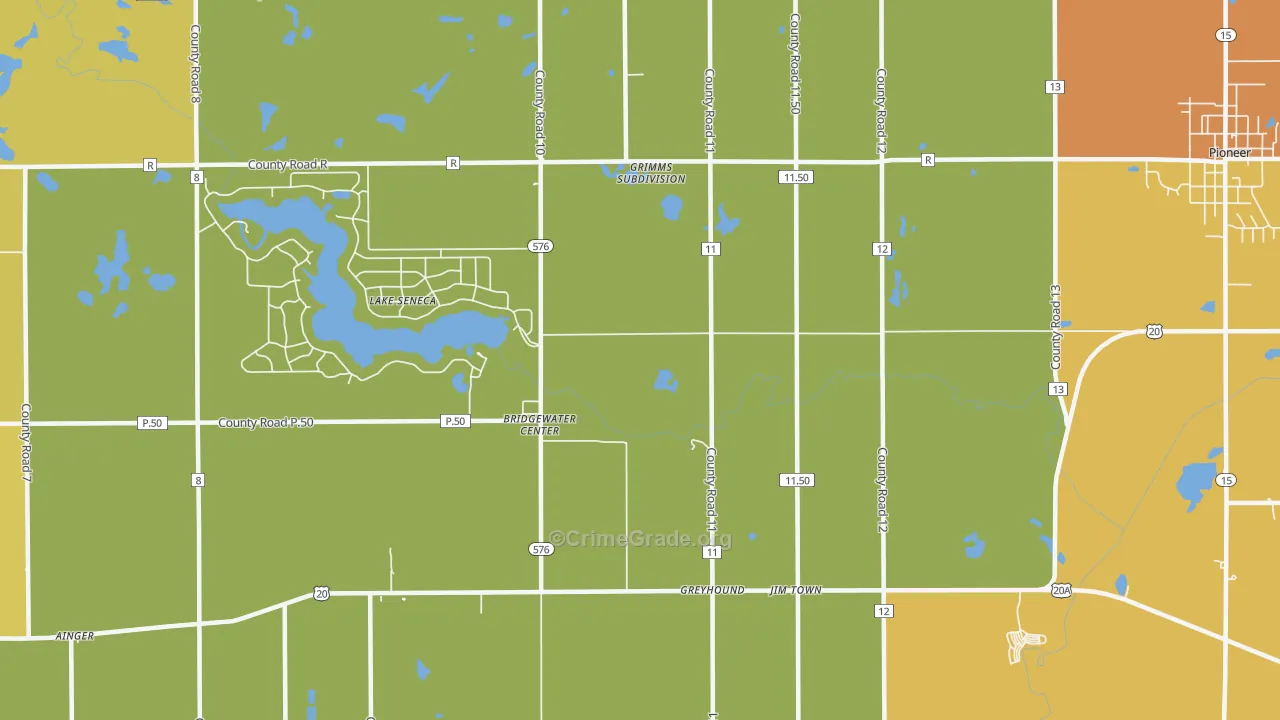 Bridgewater Center, OH Map of Robbery Rates