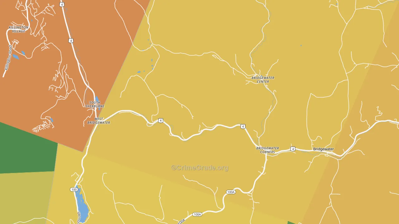 Bridgewater Corners, VT Map of Robbery Rates