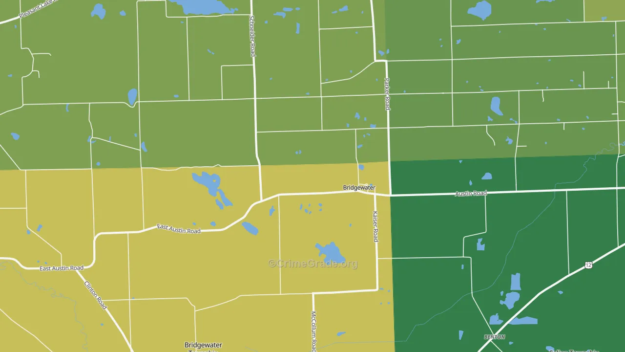 Bridgewater, MI Map of Robbery Rates