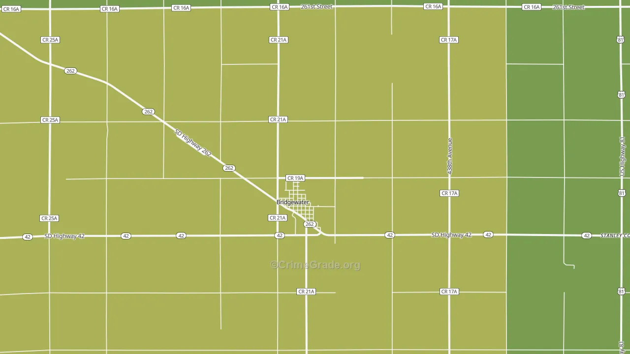 Bridgewater, SD Map of Robbery Rates