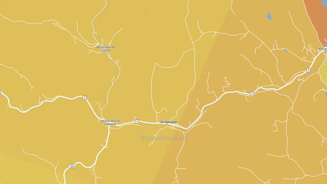 Bridgewater, VT Map of Robbery Rates