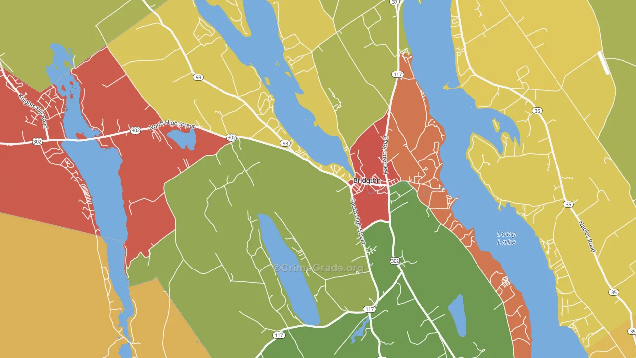 Bridgton, ME Map of Robbery Rates