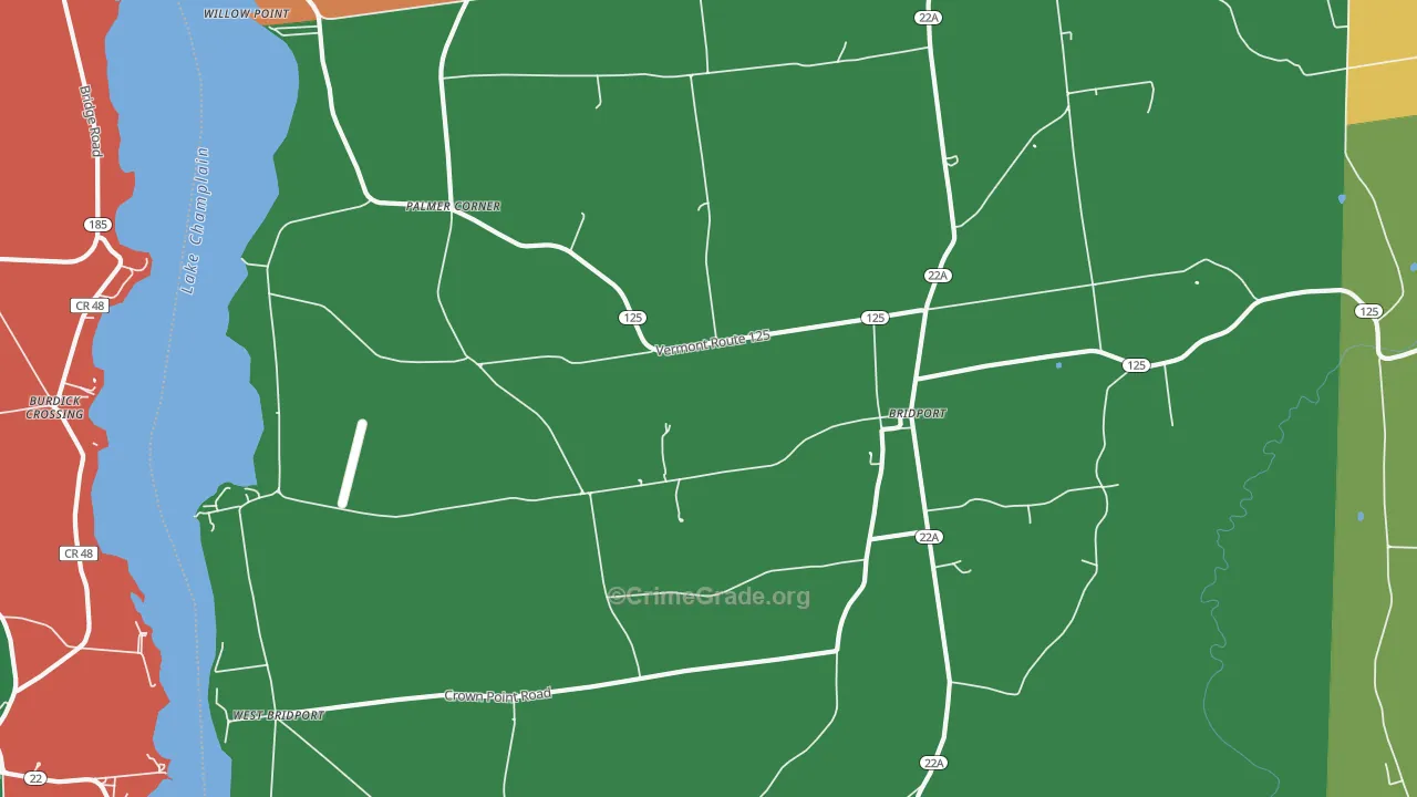 Bridport, VT Map of Robbery Rates