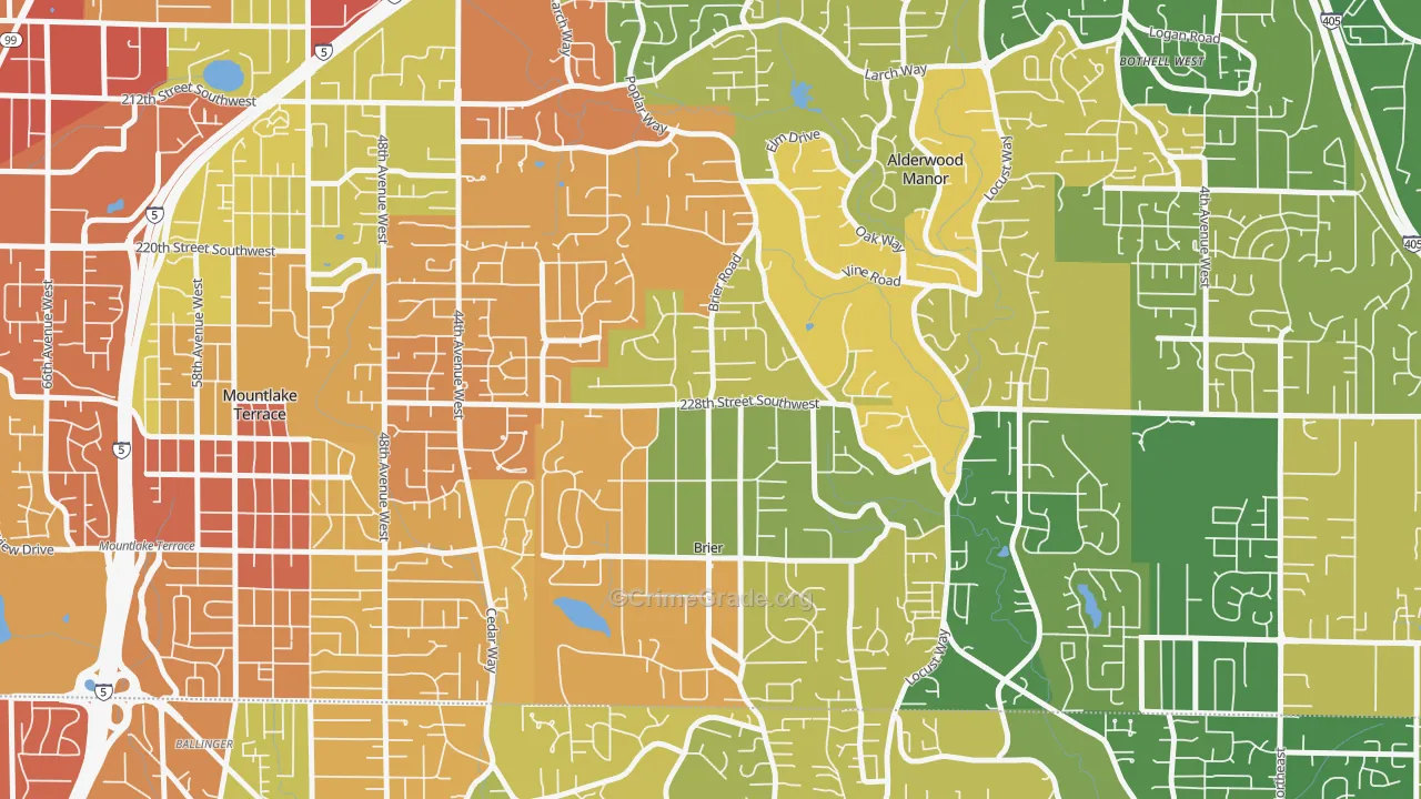 Brier, WA Map of Robbery Rates