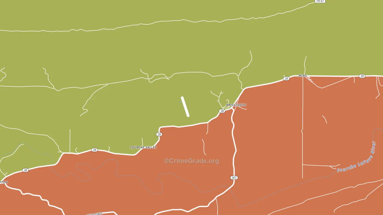 Briggsville, AR Map of Robbery Rates