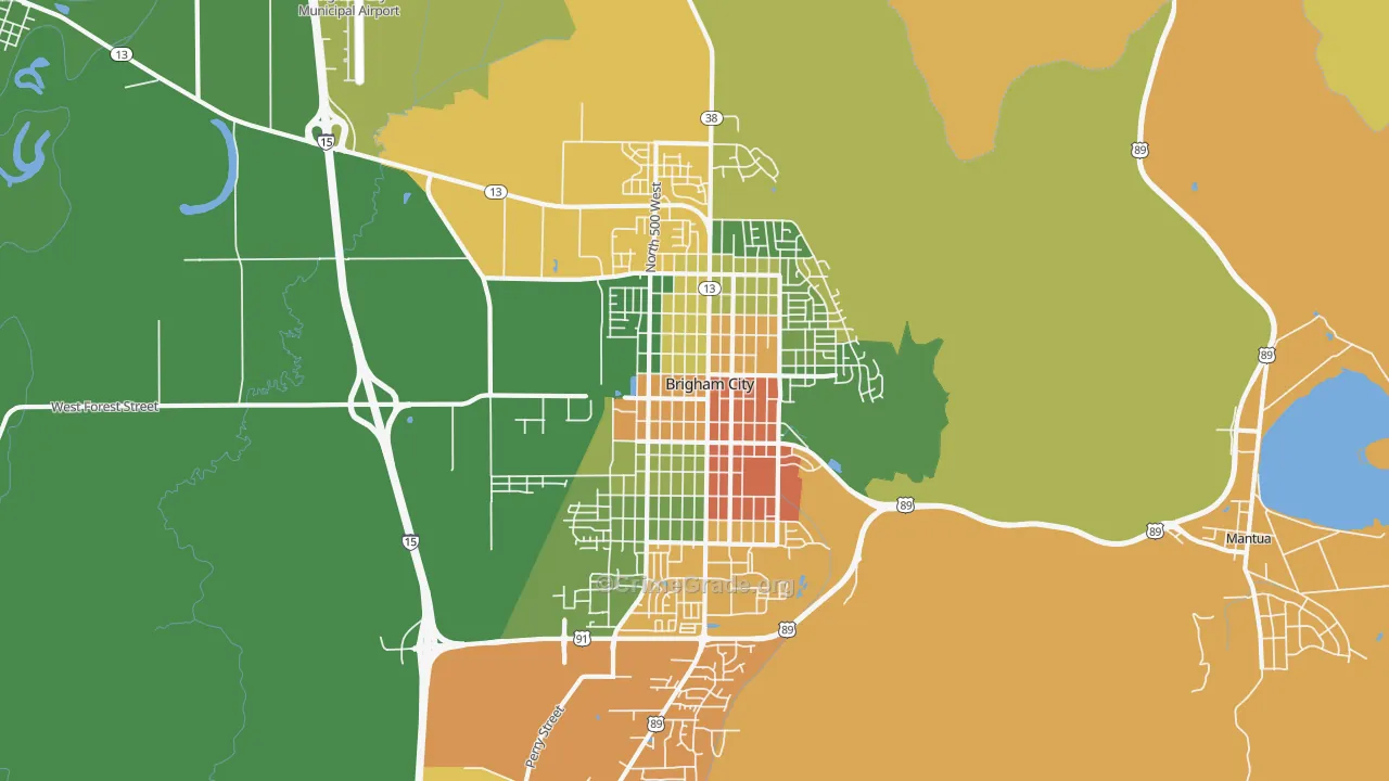 Brigham City, UT Map of Robbery Rates