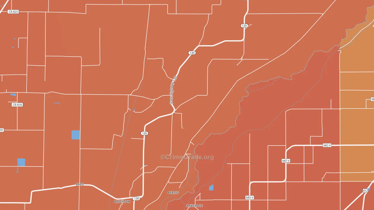 Brighton, AR Map of Robbery Rates