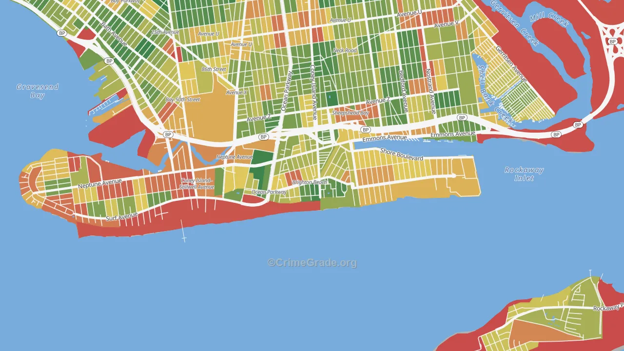 Brighton Beach, Brooklyn, NY Map of Robbery Rates