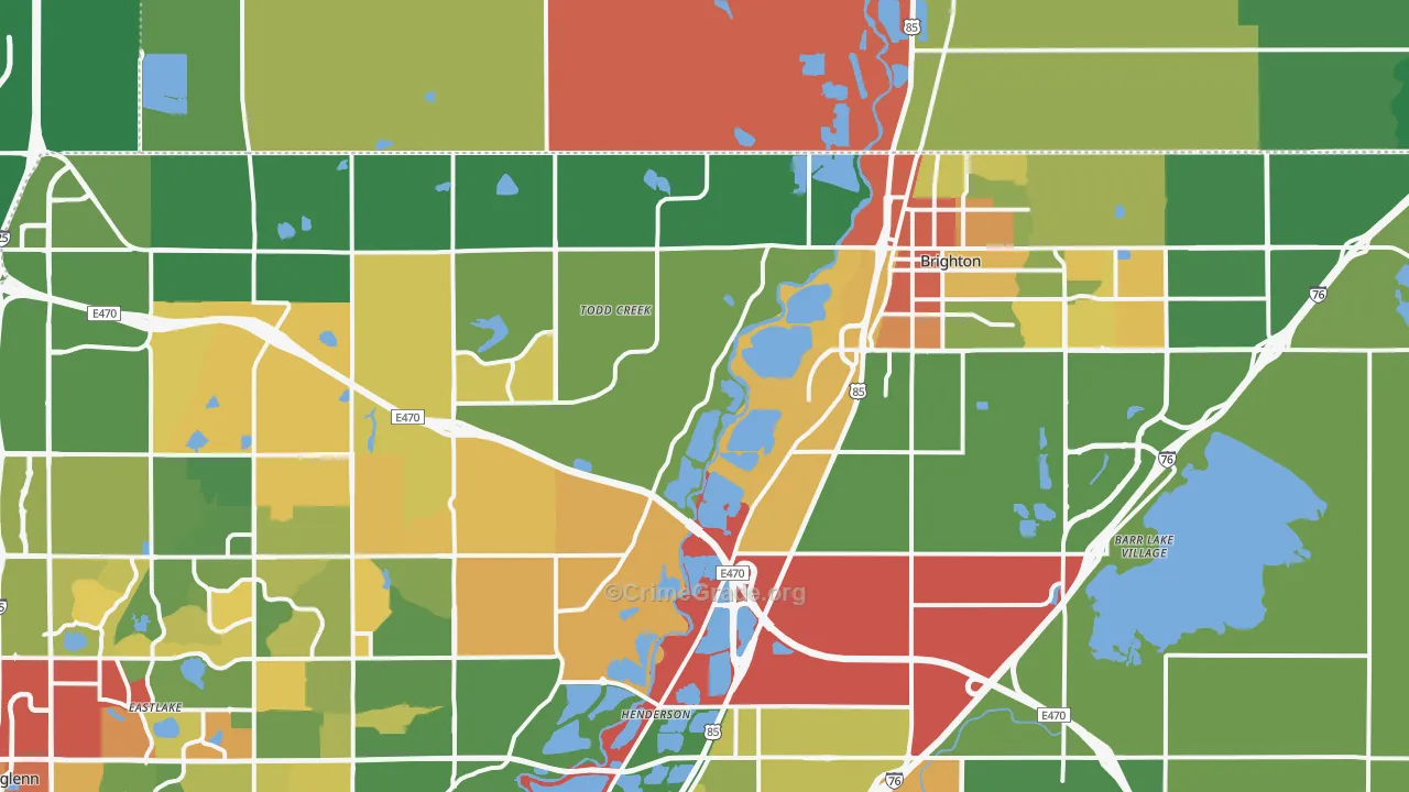 Brighton, CO Map of Robbery Rates