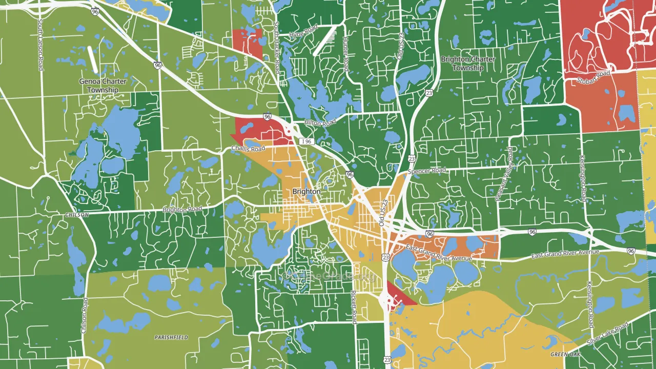 Brighton, MI Map of Robbery Rates