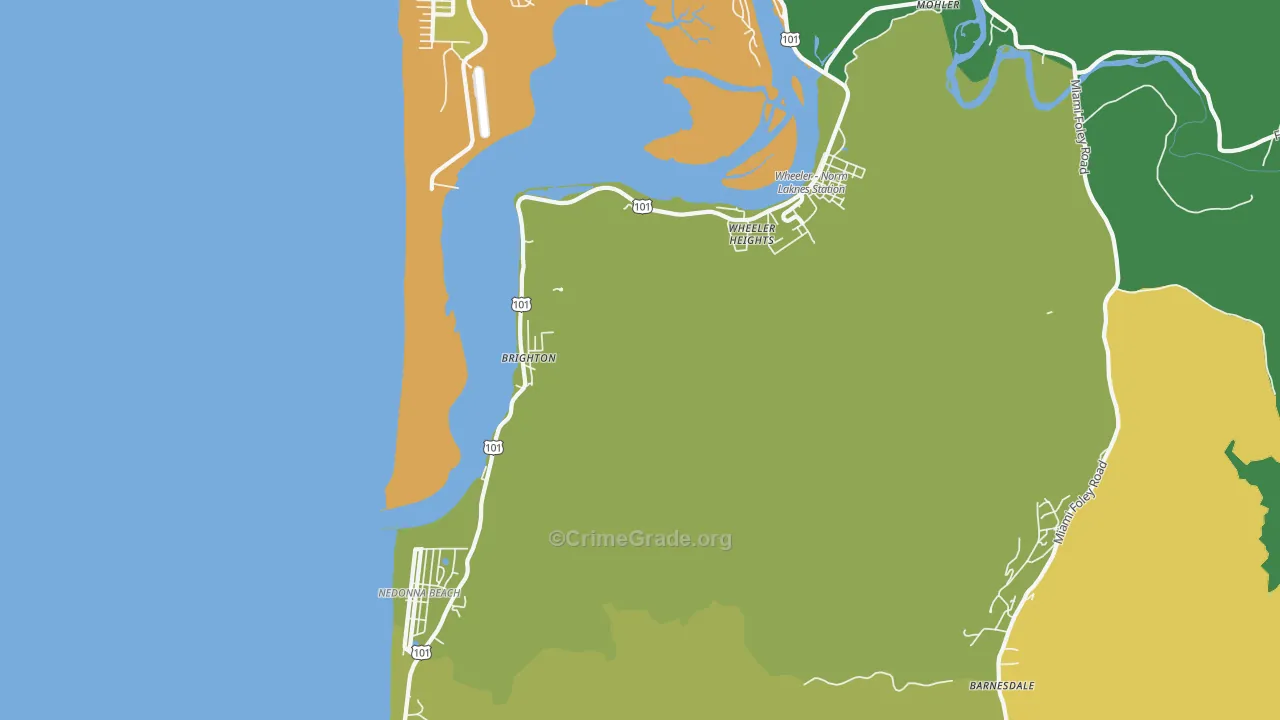 Brighton, OR Map of Robbery Rates