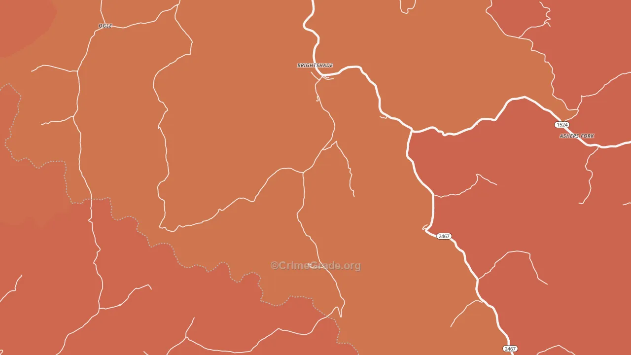 Brightshade, KY Map of Robbery Rates