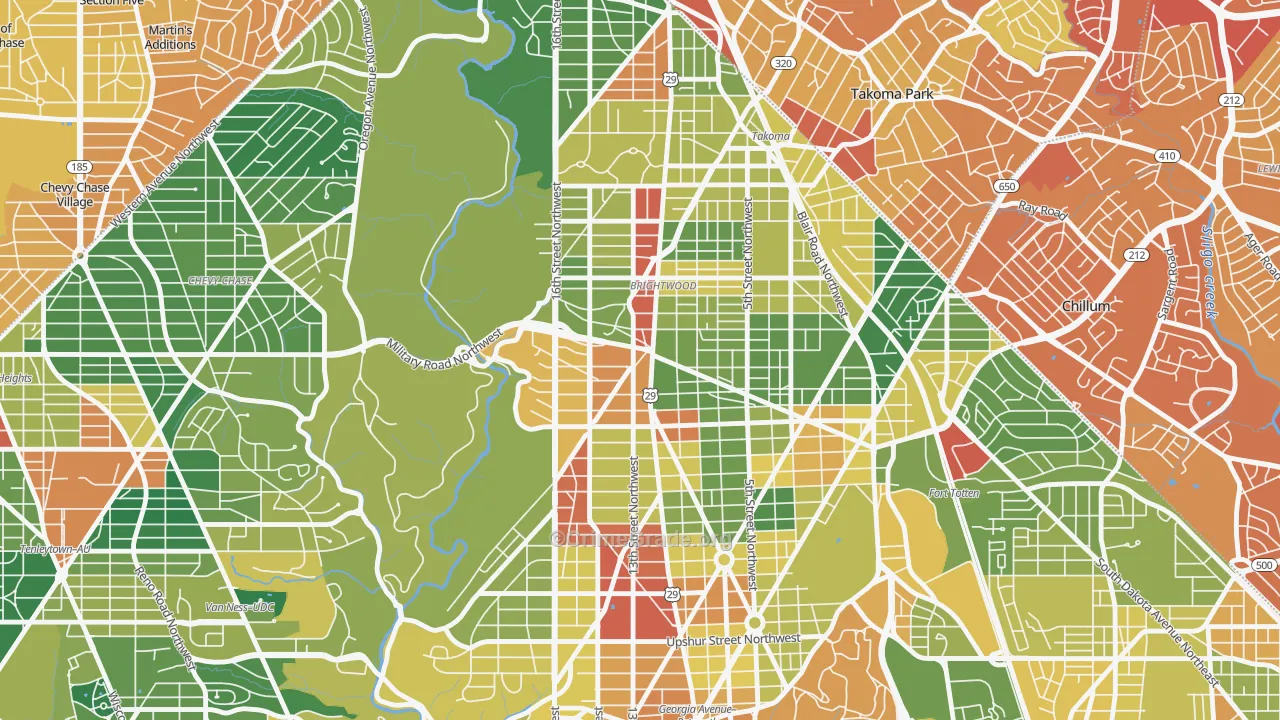 Brightwood, Washington, DC Map of Robbery Rates