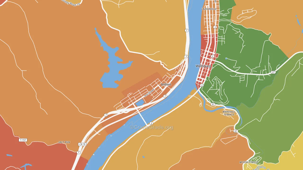 Brilliant, OH Map of Robbery Rates
