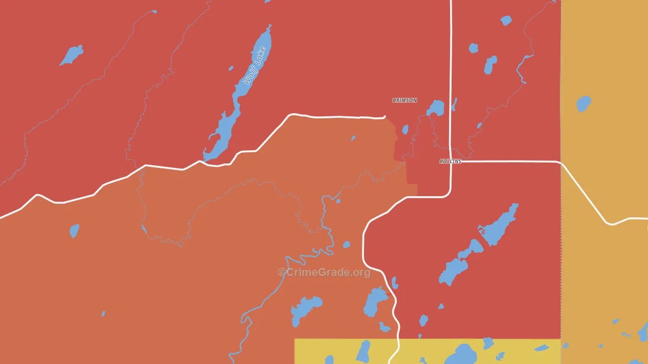 Brimson, MN Map of Robbery Rates