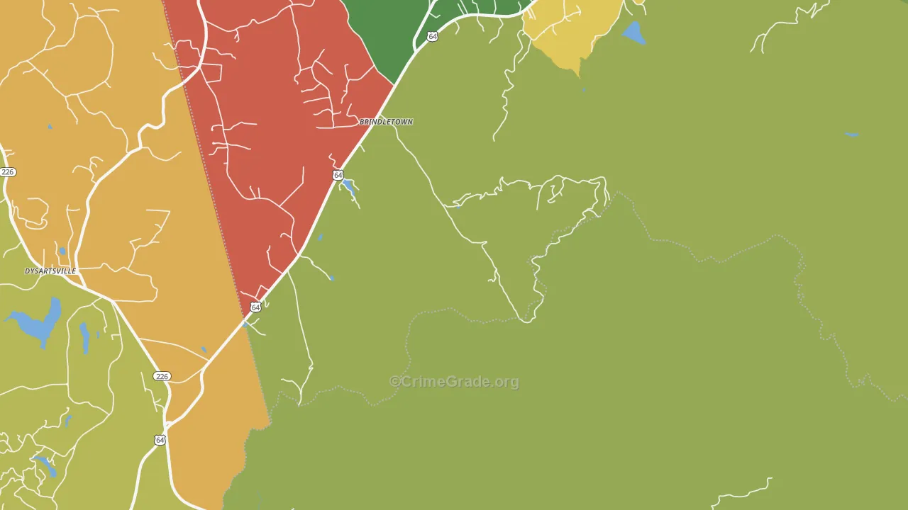 Brindle Town, NC Map of Robbery Rates