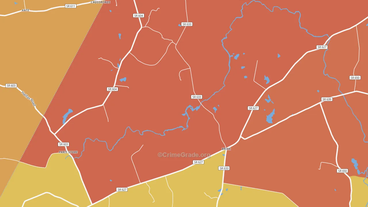 Brink, VA Map of Robbery Rates