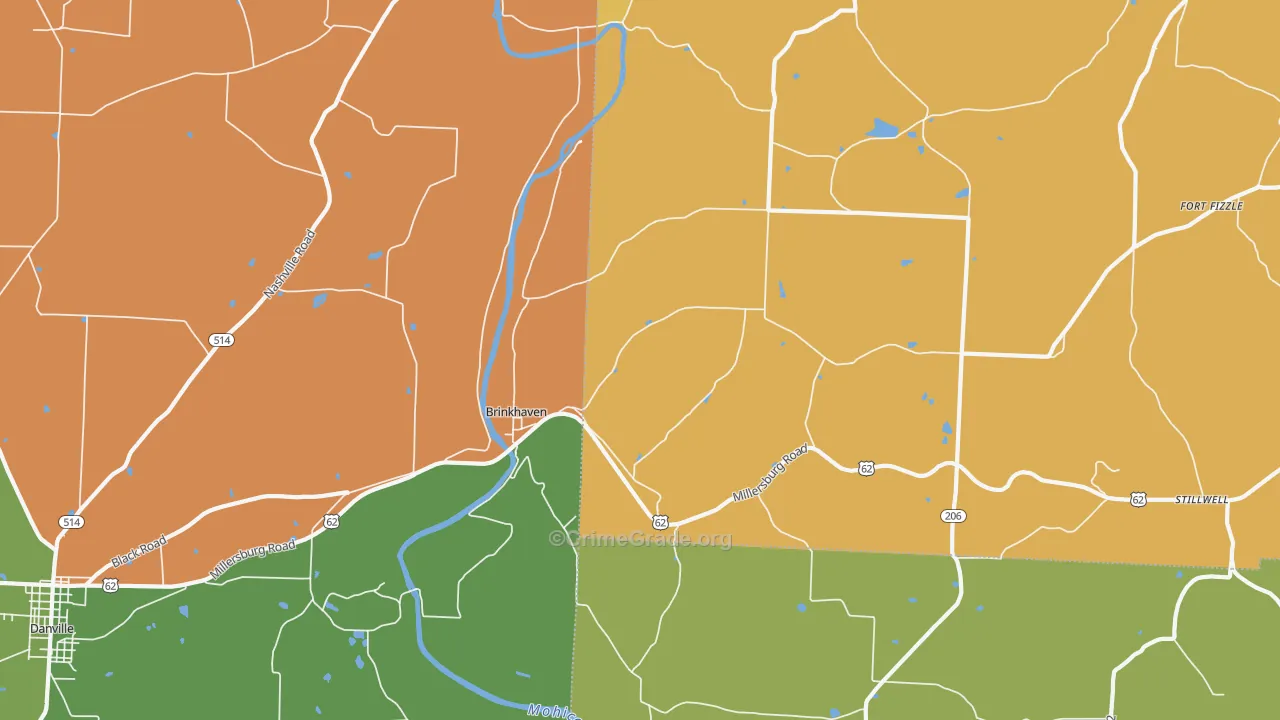 Brinkhaven, OH Map of Robbery Rates
