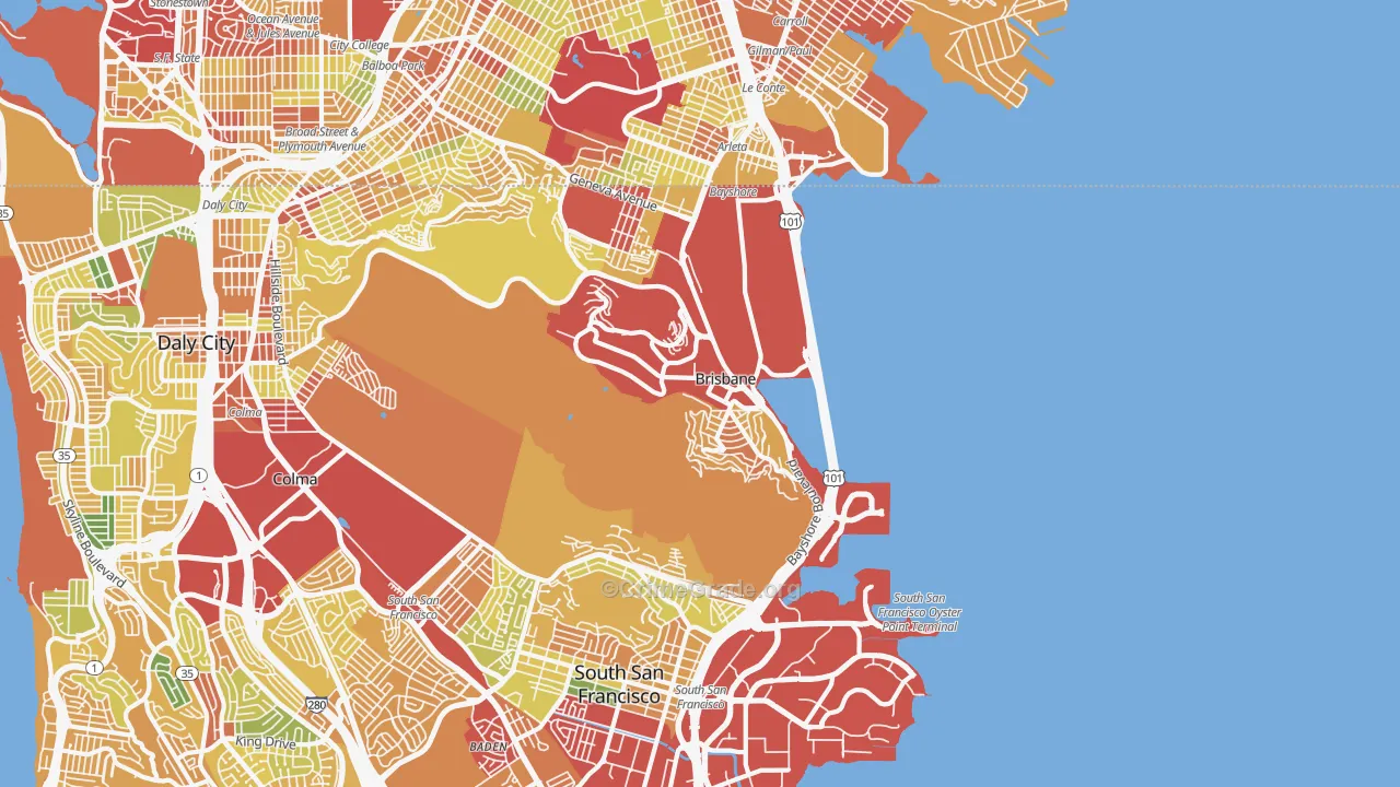 Brisbane, CA Map of Robbery Rates