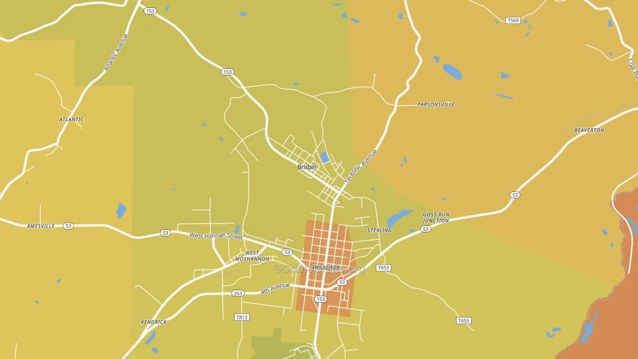 Brisbin, PA Map of Robbery Rates