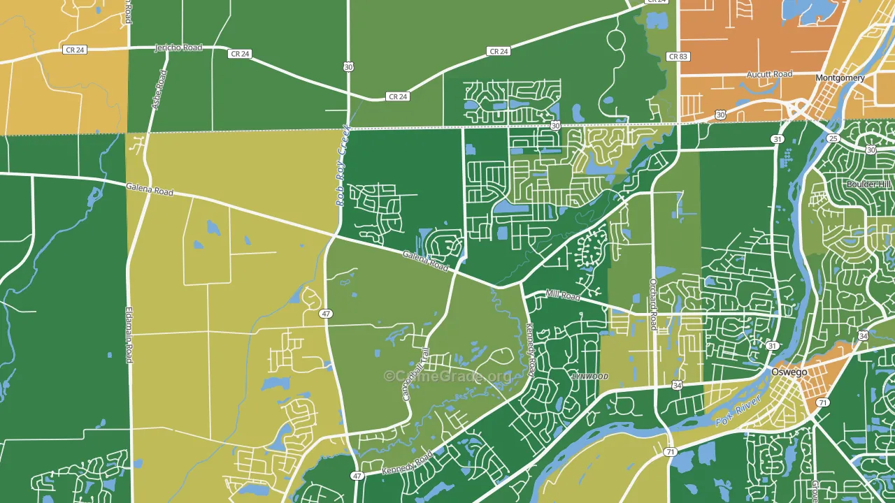 Bristol, IL Map of Robbery Rates