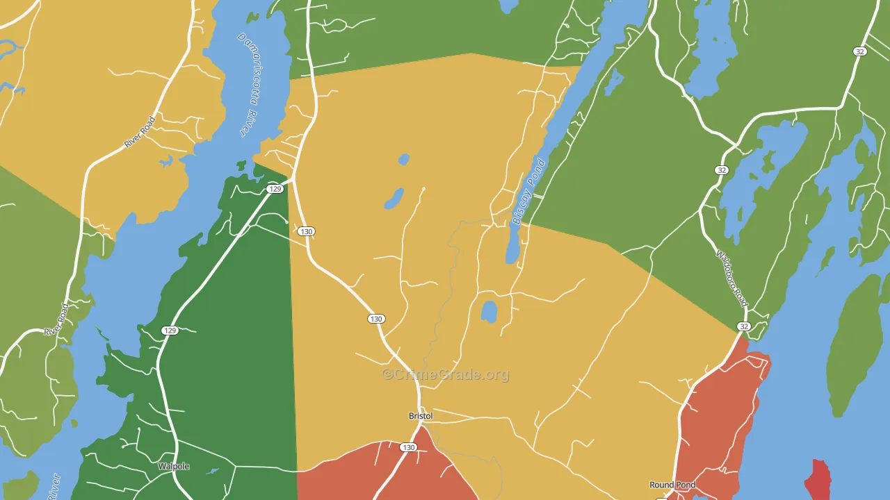 Bristol, ME Map of Robbery Rates