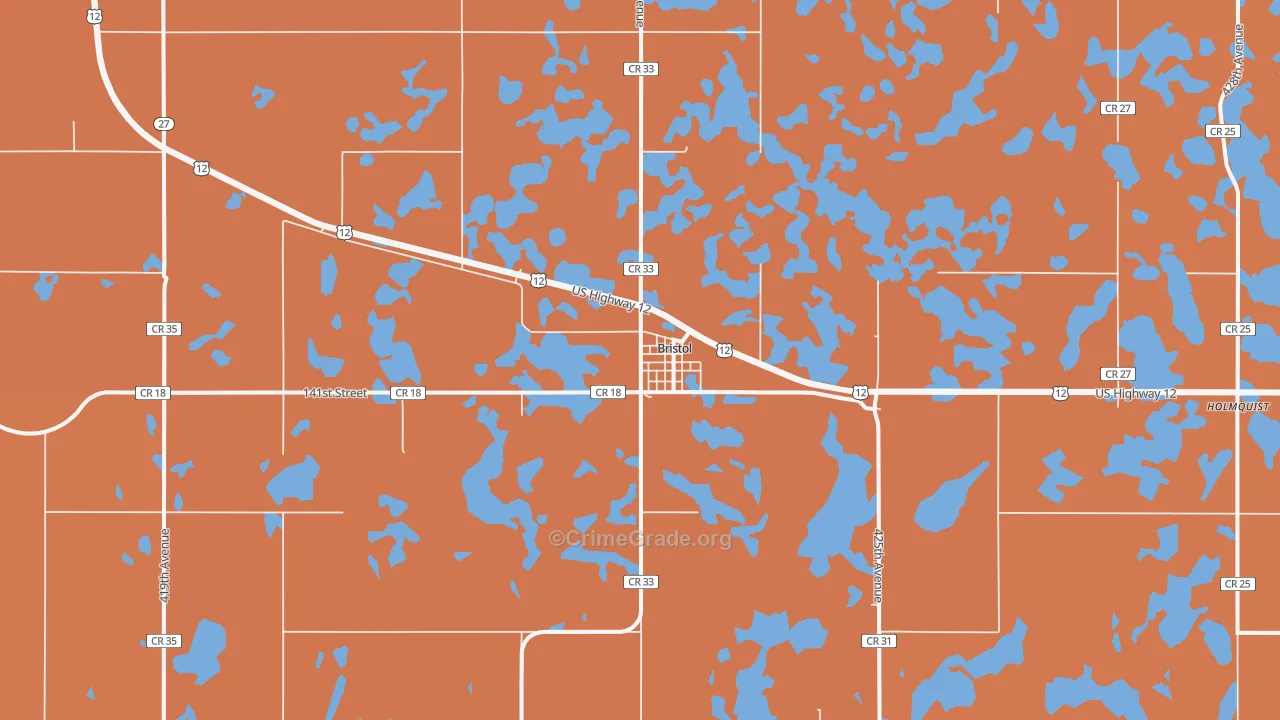 Bristol, SD Map of Robbery Rates