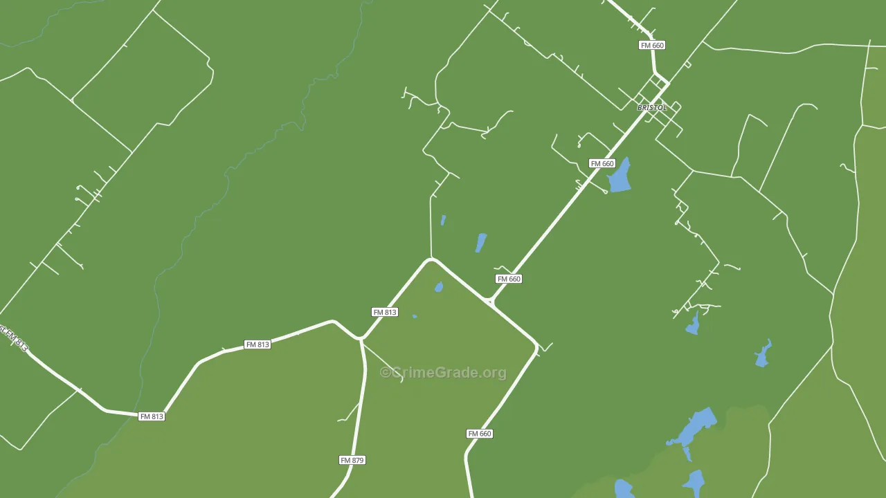 Bristol, TX Map of Robbery Rates