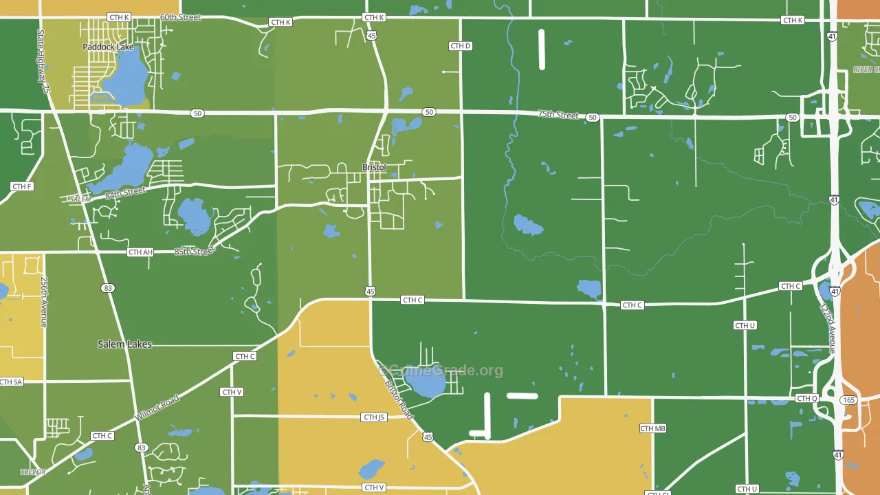 Bristol, WI Map of Robbery Rates
