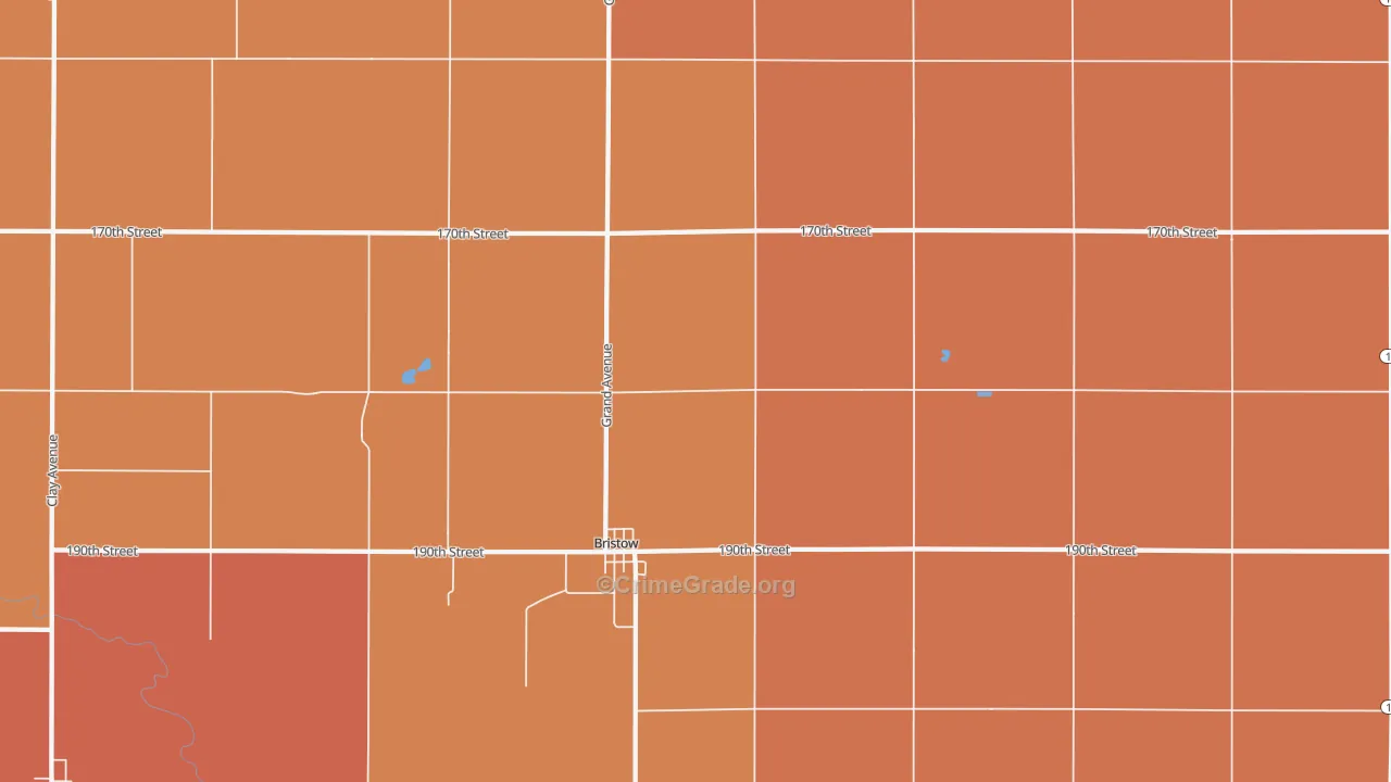Bristow, IA Map of Robbery Rates