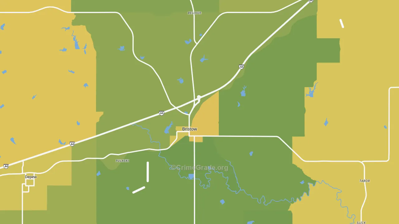 Bristow, OK Map of Robbery Rates