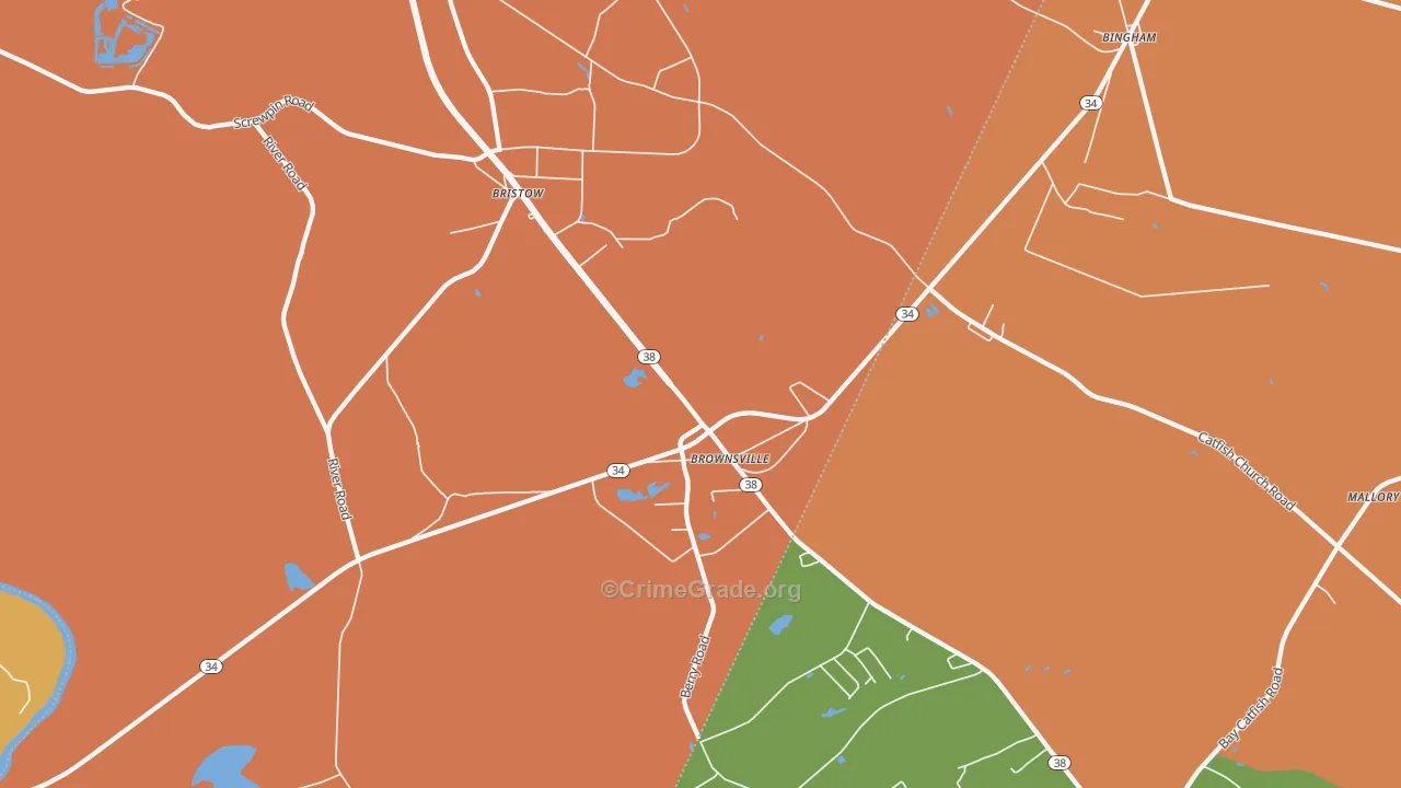 Bristow, SC Map of Robbery Rates