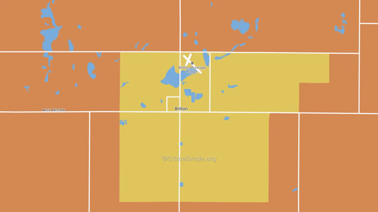 Britton, SD Map of Robbery Rates