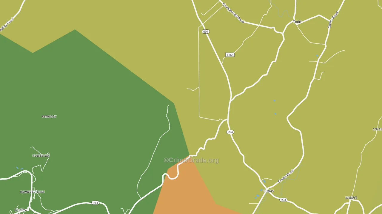 Broad Top, PA Map of Robbery Rates