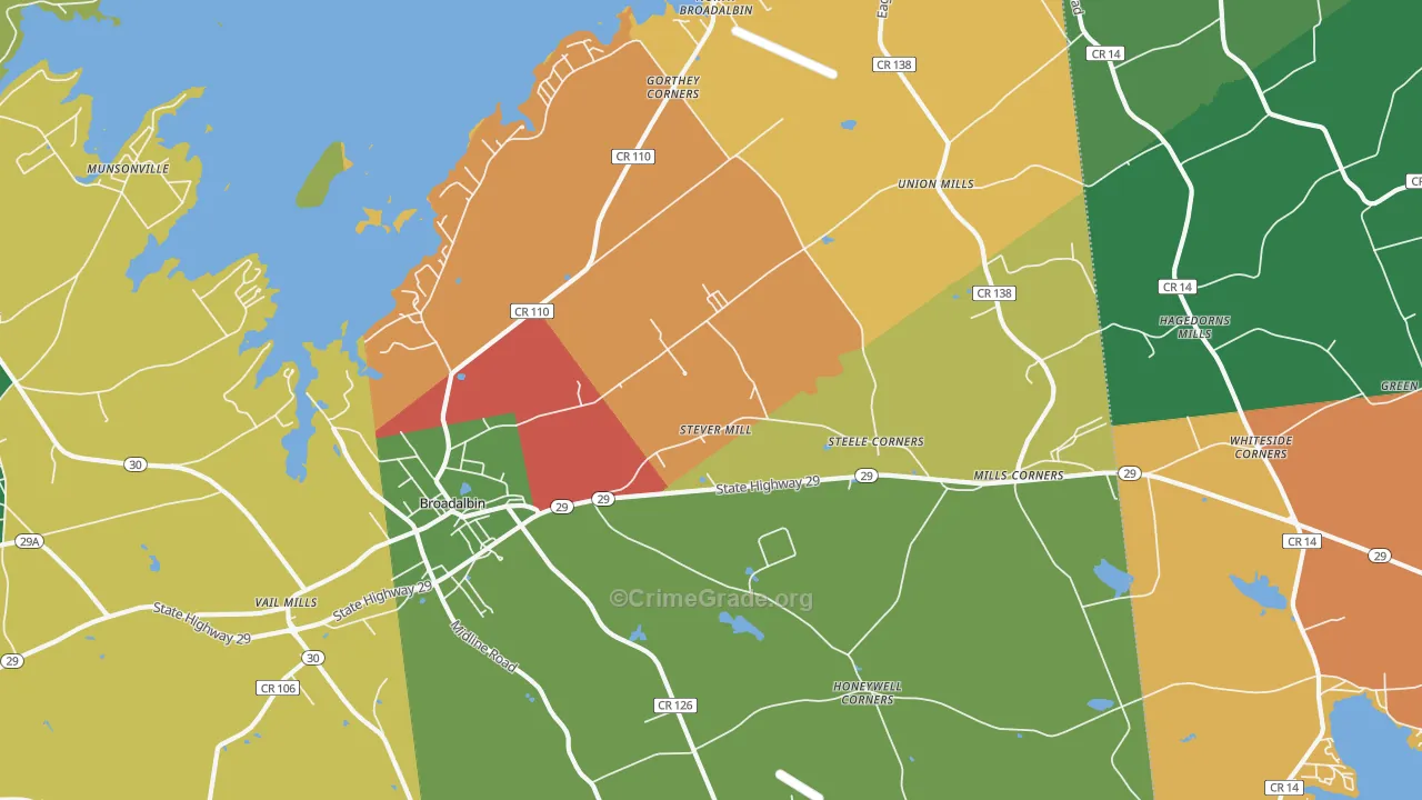 Broadalbin, NY Map of Robbery Rates