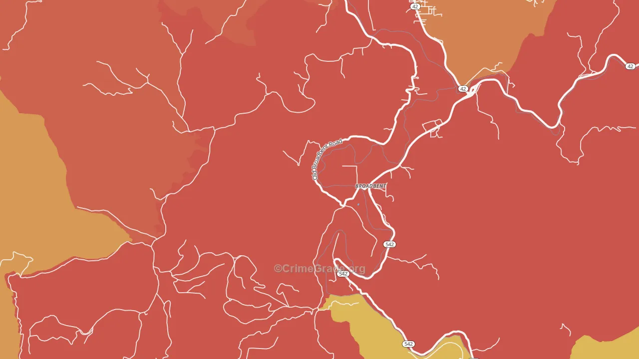 Broadbent, OR Map of Robbery Rates