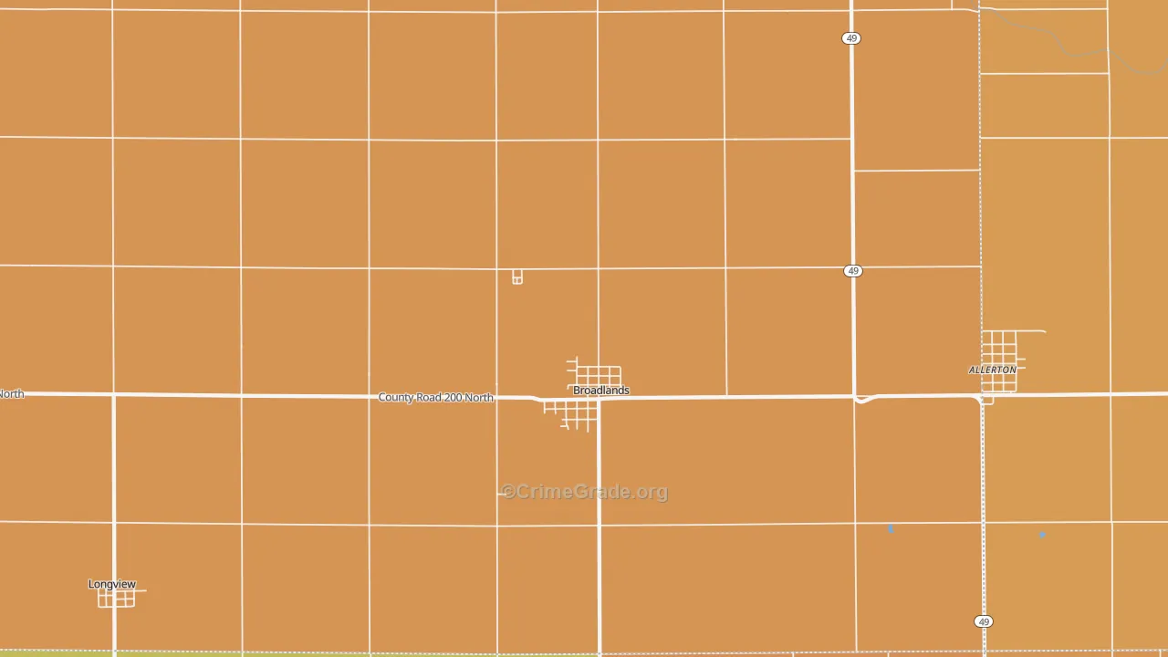 Broadlands, IL Map of Robbery Rates