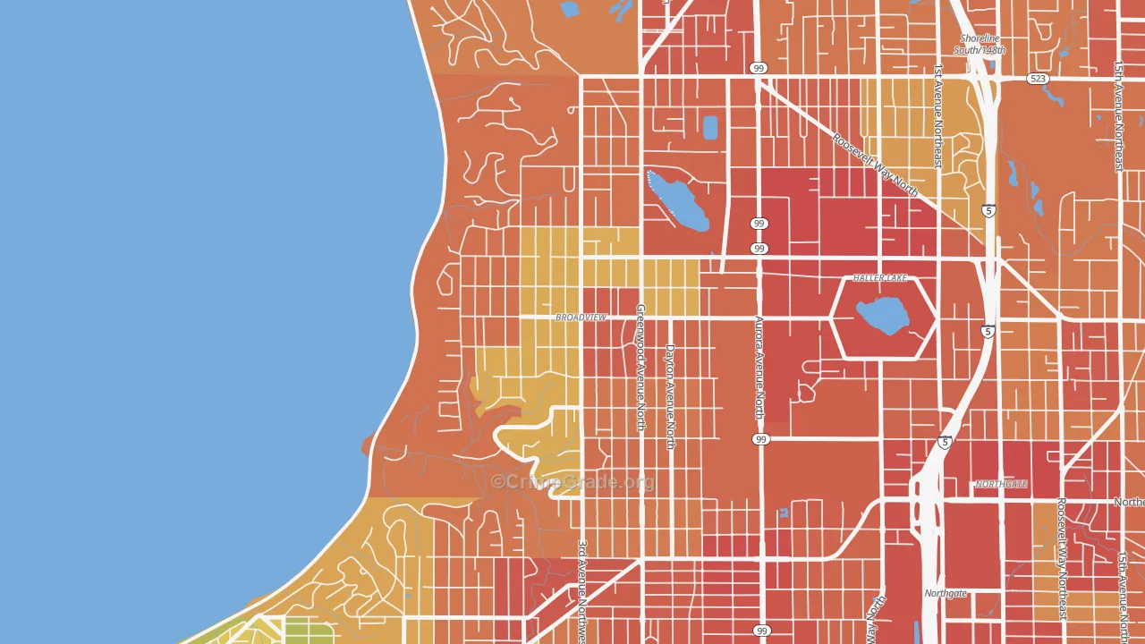 Broadview, Seattle, WA Map of Robbery Rates