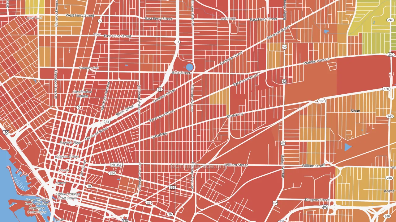 Broadway-Fillmore, Buffalo, NY Map of Robbery Rates