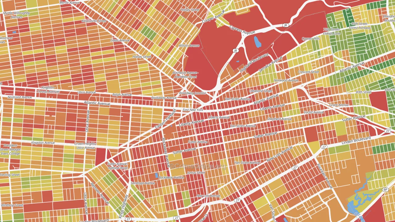 Broadway Junction, Brooklyn, NY Map of Robbery Rates