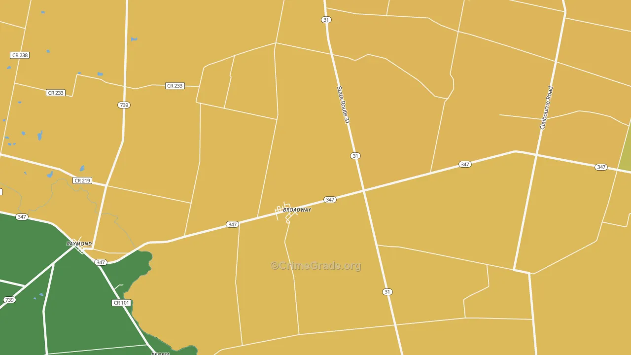 Broadway, OH Map of Robbery Rates