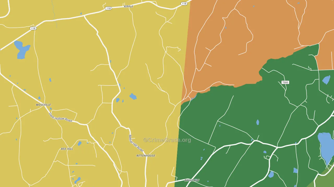 Broadway, PA Map of Robbery Rates