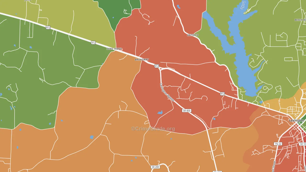 Broadway, TN Map of Robbery Rates