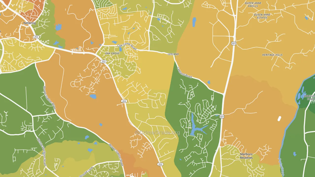 Brock Hall, MD Map of Robbery Rates