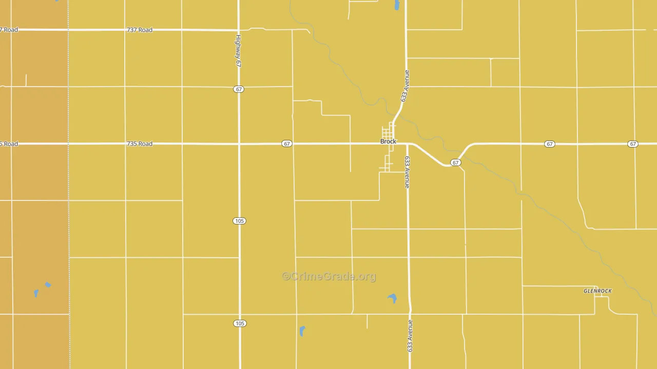 Brock, NE Map of Robbery Rates