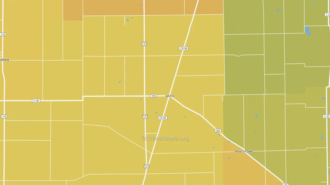 Brock, OH Map of Robbery Rates