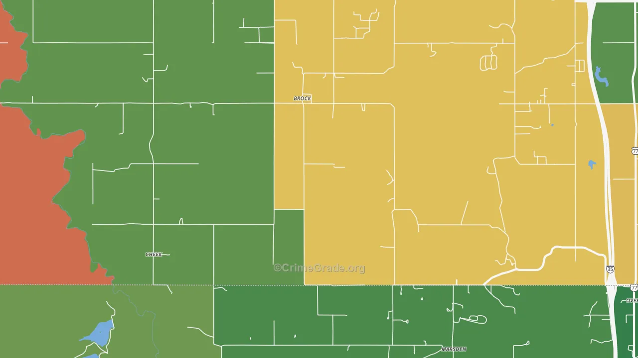 Brock, OK Map of Robbery Rates