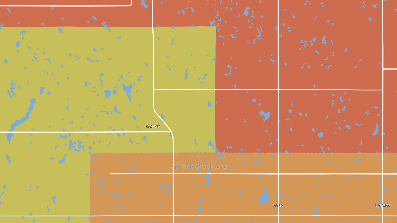 Brocket, ND Map of Robbery Rates